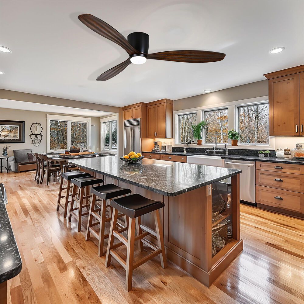 Minka-Aire Ventiara 52" LED Flush Mount Indoor/Outdoor Ceiling Fan in Coal, , large