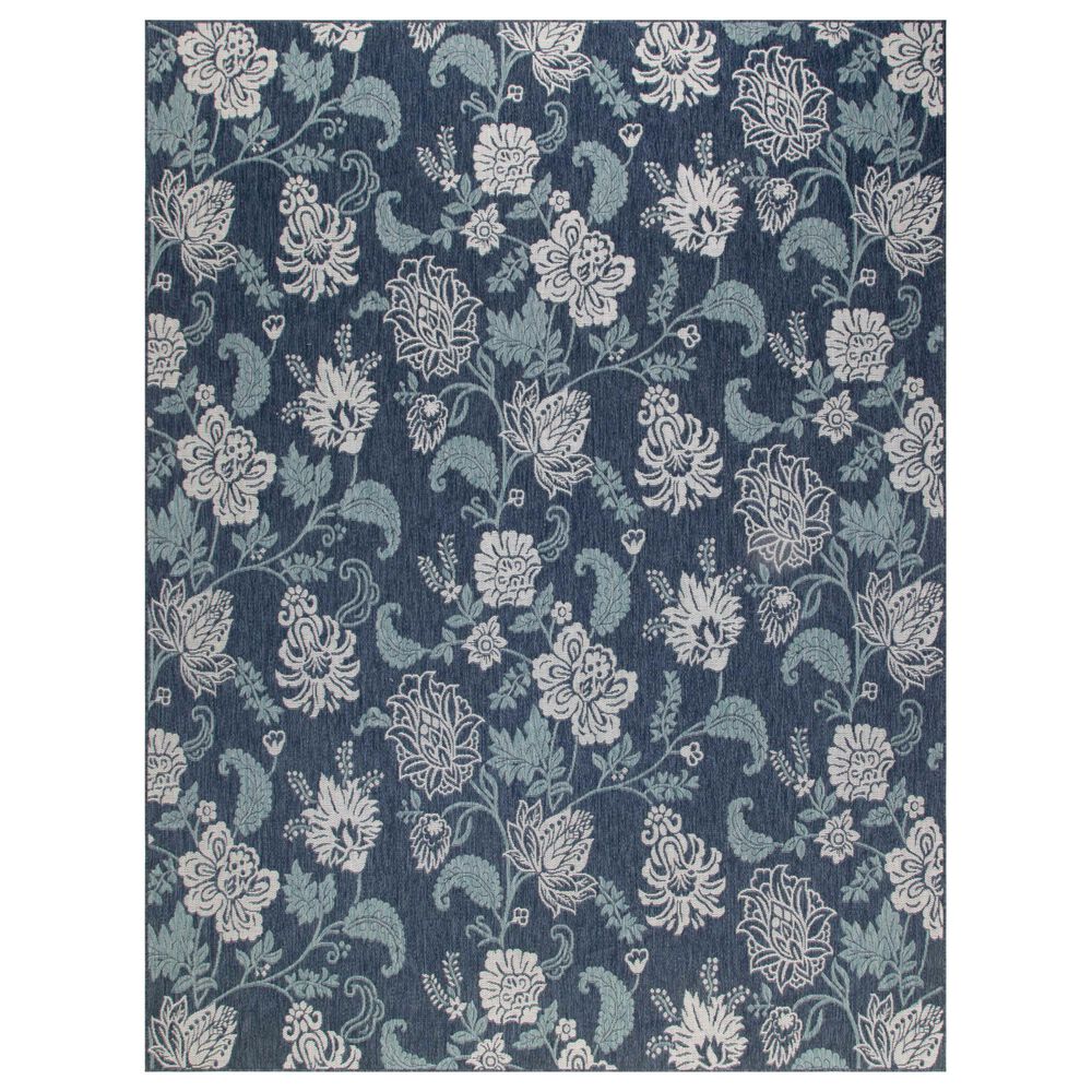 Nourison Garden Oasis GOA03 Navy 9" x 12" Indoor/Outdoor Area Rug, , large