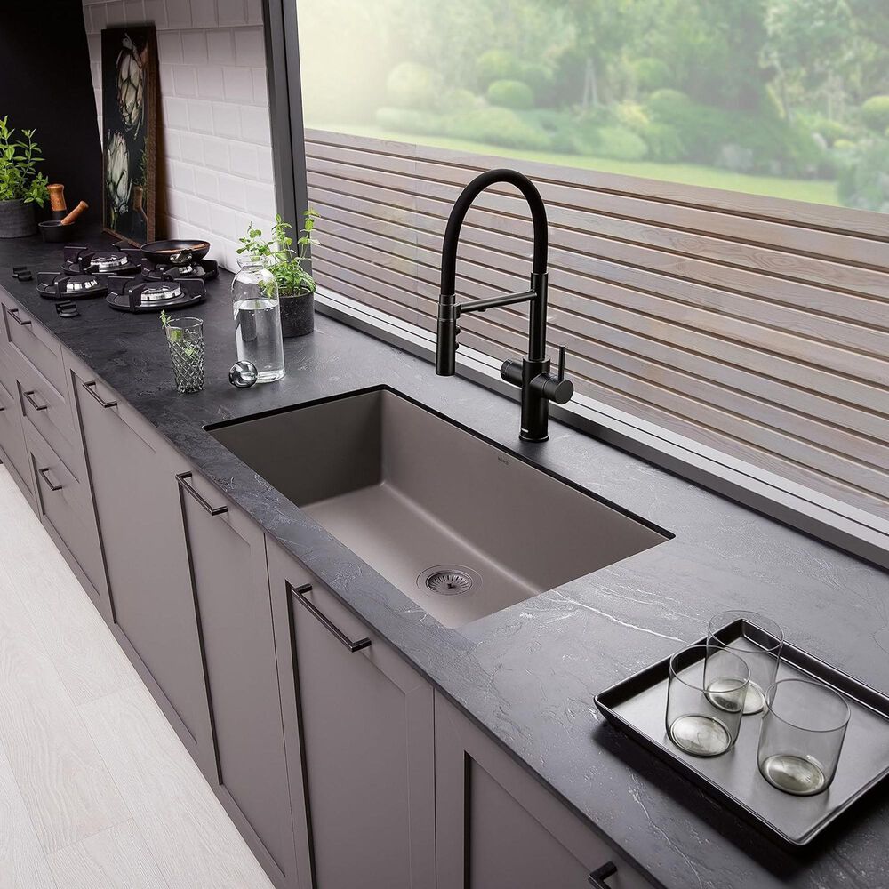 Blanco Precis 32&quot; Super Single Bowl Kitchen Sink in Volcano Gray, , large