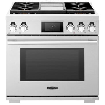 Signature Kitchen Suite 36" Dual-Fuel Pro Range with Griddle in Stainless Steel, , large