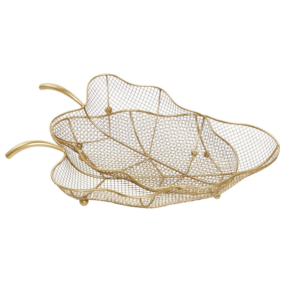 Maple and Jade Traditional Metal Trays in Gold (Set of 2) , , large