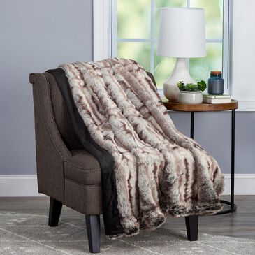 Timberlake Lavish Home Faux Chinchilla Fur Blanket in Striped, , large