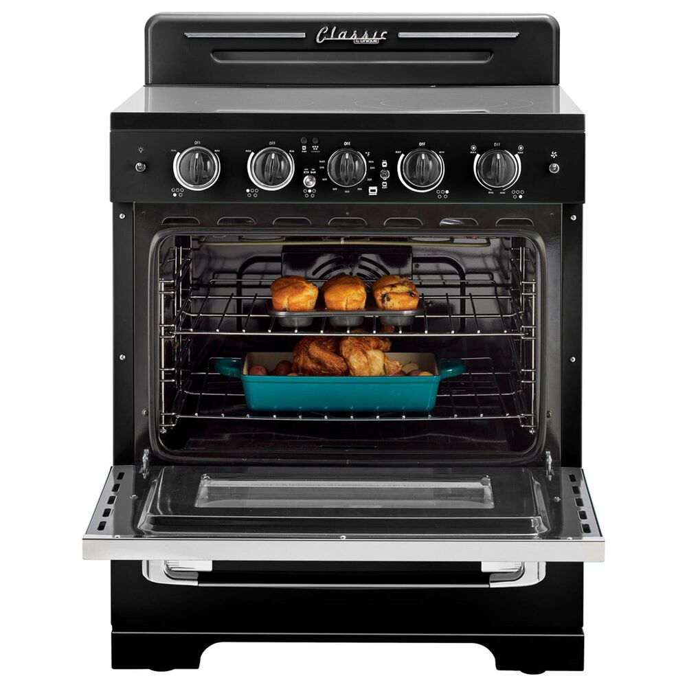 Unique Appliances Classic Retro 30" Radiant Electric Glass Top Convection Range in Midnight Black, , large