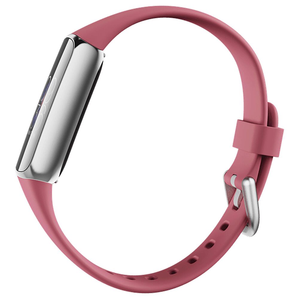 Fitbit Luxe Tracker with Orchid Band in Platinum Stainless Steel, , large