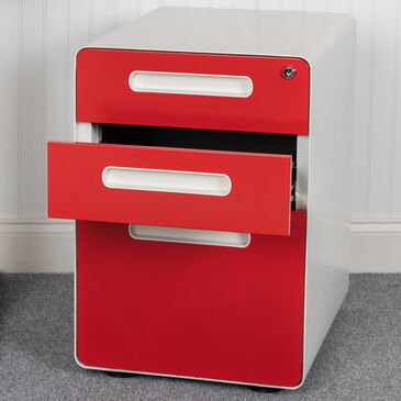 Flash Furniture 3-Drawer Mobile File in Red, , large