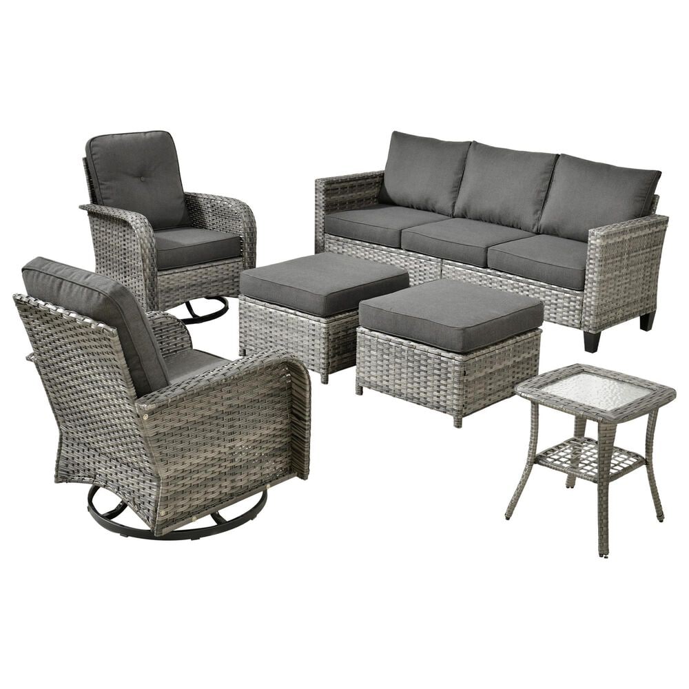 HOMLUX 6-Piece Patio Conversation Set in Black, , large