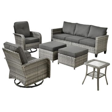 HOMLUX 6-Piece Patio Conversation Set in Black, , large