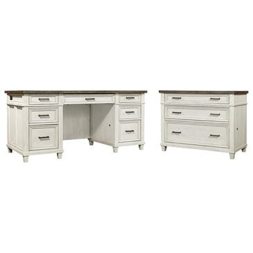 Riva Ridge Caraway 2-Piece Executive Desk and Lateral File Set in Aged Ivory, , large