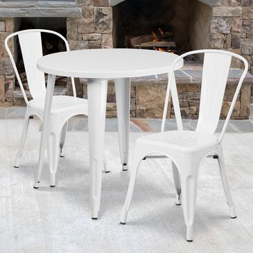 Flash Furniture 3-Piece Metal Dining Table Set in White, , large