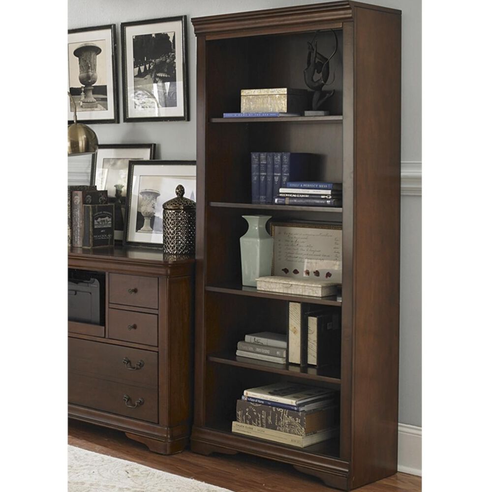 Belle Furnishings Brookview 5-Shelf Open Bookcase in Rustic Cherry, , large