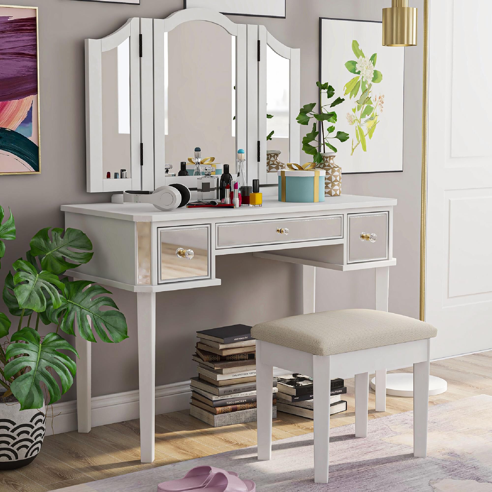Ivory store vanity set