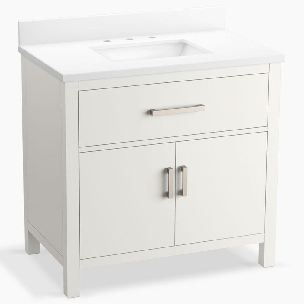 Kohler Kresla 36" Single Bathroom Vanity in White with 3 cm White Quartz Top and Rectangular Sink, , large