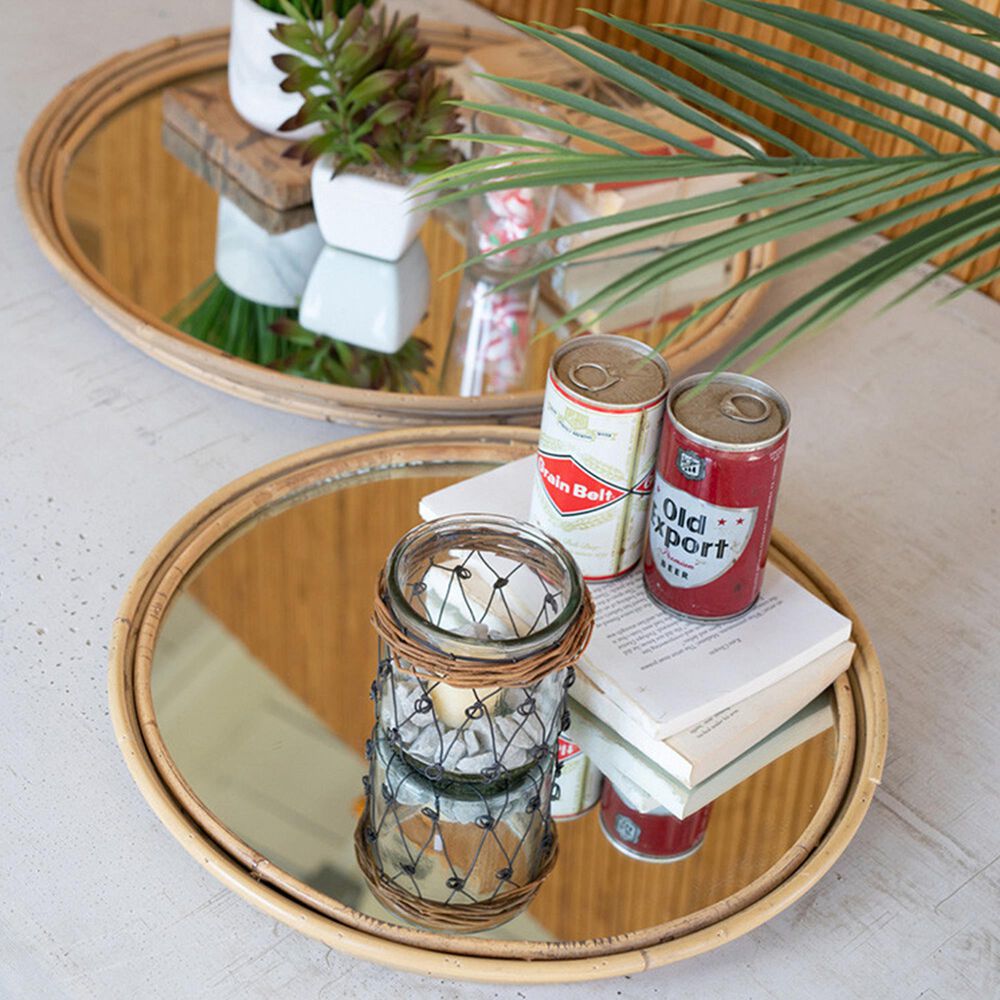 Kalalou Round Mirror Trays (Set of 2), , large