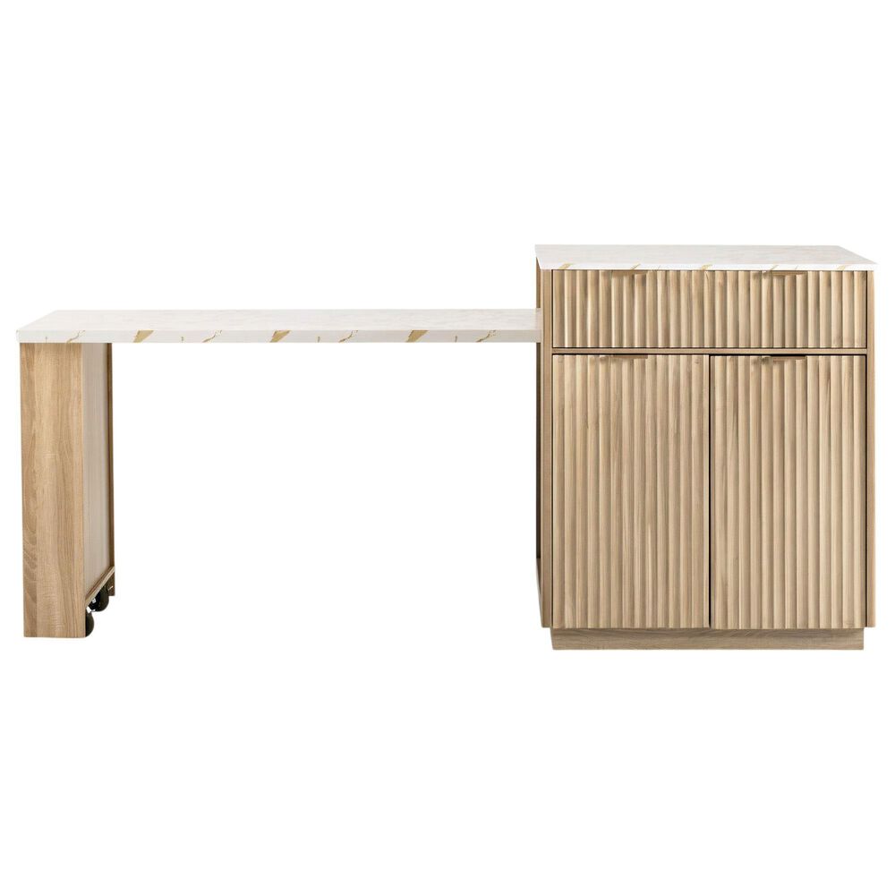 HOMLUX 83" Fluted Kitchen Island in Natural, , large