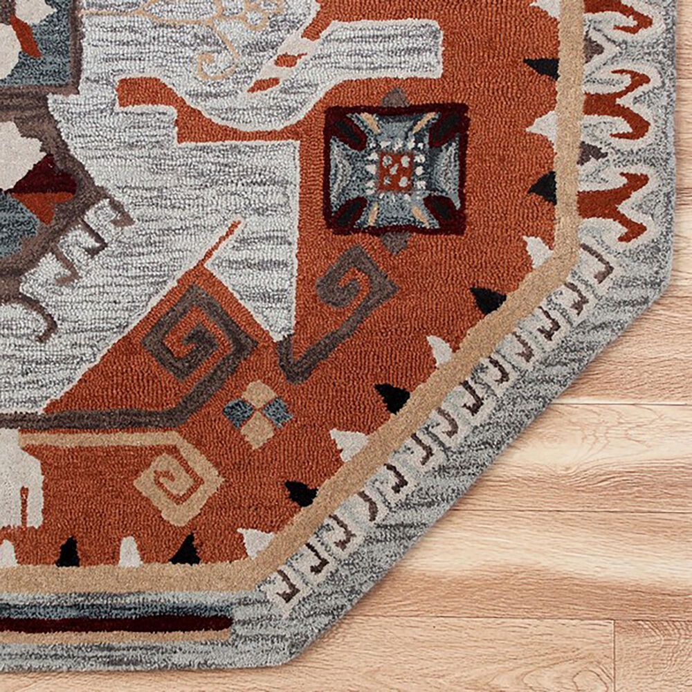 L&amp;R Resources Sinuous Textile Southwestern 4&#39; Octagon Terracotta, Gray and Blue Area Rug, , large