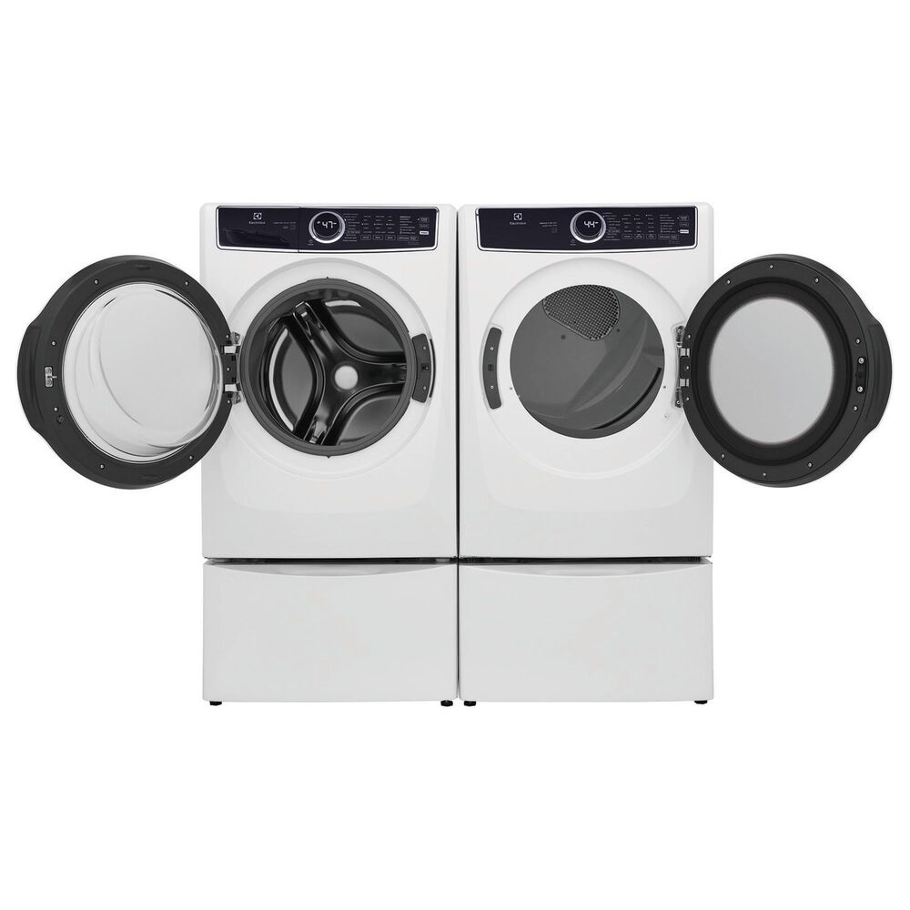 Electrolux 4.5 Cu. Ft. Front Load Washer and 8.0 Cu. Ft. Electric Dryer Laundry Pair with Pedestal in White, , large