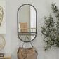 Maple and Jade Metal Oval Wall Mirror with 1 Shelf in Matte Black, , large