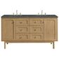 James Martin Vanities Laurent 60" Double Bathroom Vanity in Light Natural Oak with 3 cm Parisien Bleu Quartz Top and Rectangular Sinks, , large