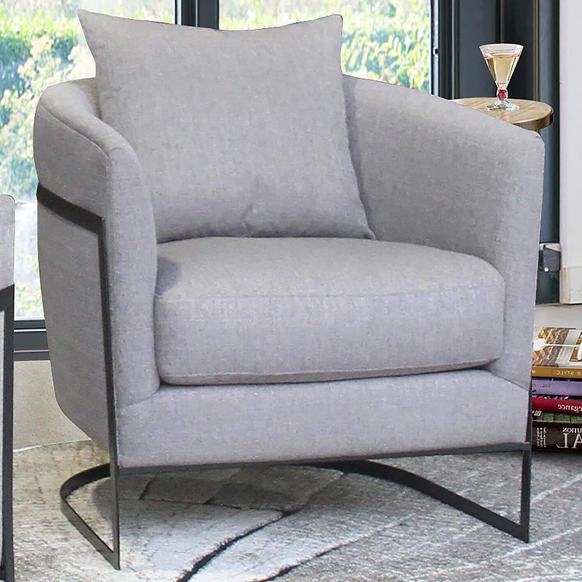 Blue River Swan Accent Chair in Gray and Black Iron NFM