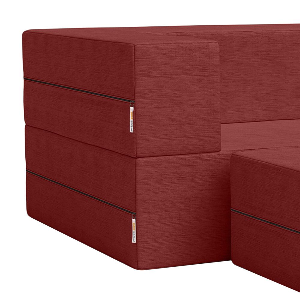 Jaxx Zipline 3-Piece Stationary Convertible Sleeper Sofa in Berry Velvet, , large