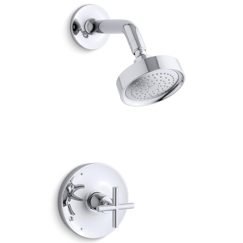 Kohler Purist Rite-Temp Shower Trim Kit with Cross Handle in Polished Chrome, , large