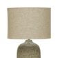 Teak Interiors Stoneware Table Lamp with Linen Shade in Taupe Reactive Glaze, , large