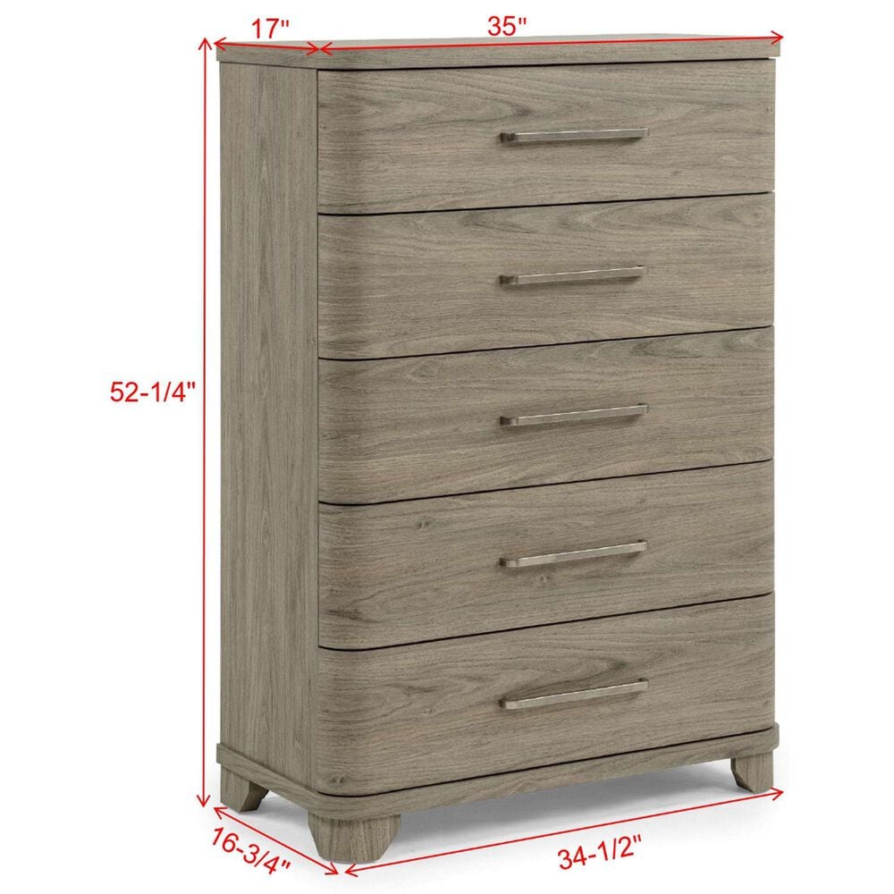 Crown Mark Veranda 5 Drawer Chest in Khaki, , large