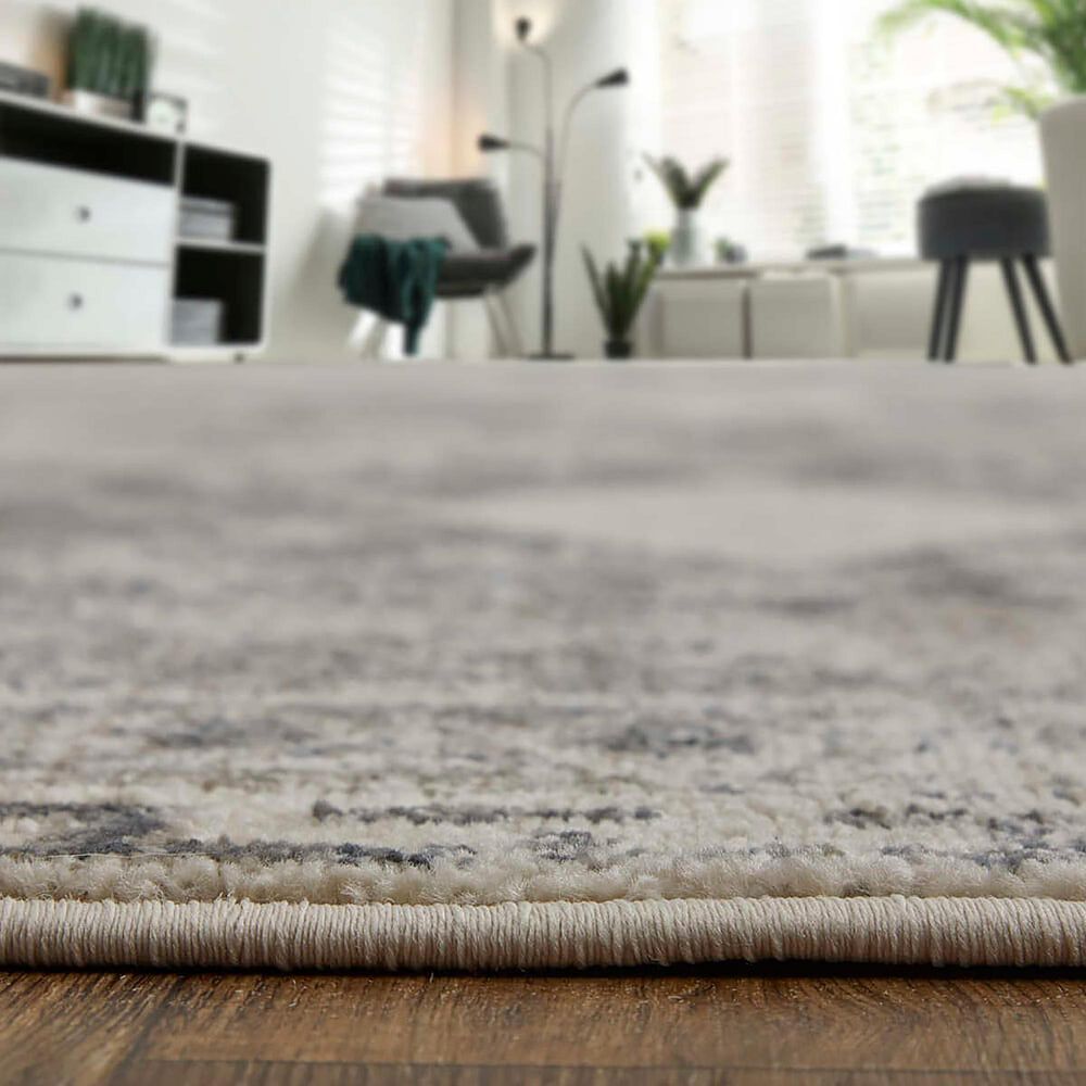 Feizy Kano Oriental 7&#39;10&quot; x 10&#39; Ivory and Charcoal Area Rug, , large