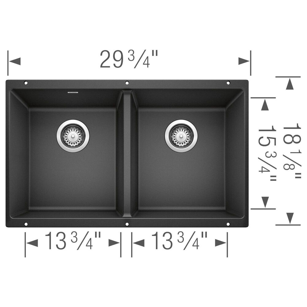 Blanco Precis 30&quot; 50/50 Equal Double Bowl Kitchen Sink in Anthracite, , large