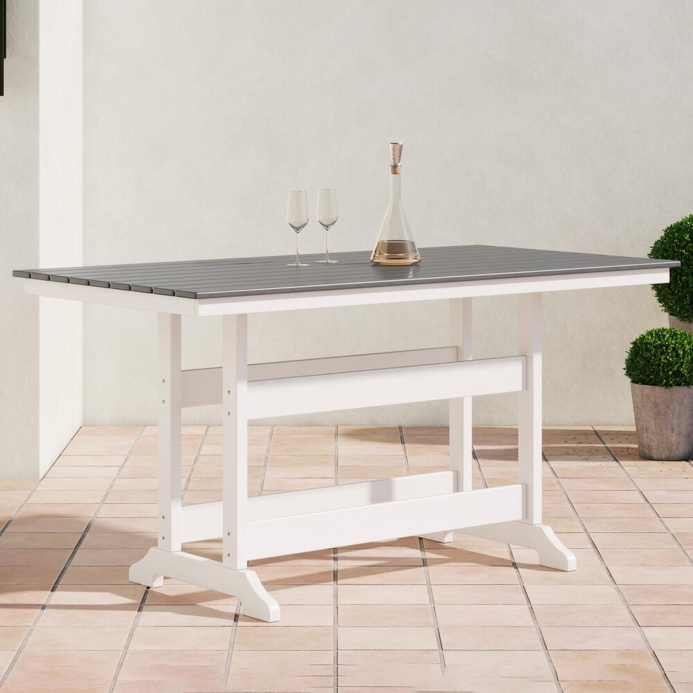 Ashley Transville Patio Counter Table in White and Gray, , large