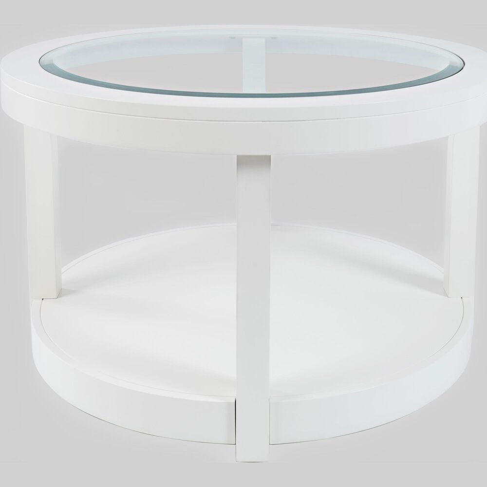 Waltham Urban Icon Round Cocktail Table in Polished White, , large