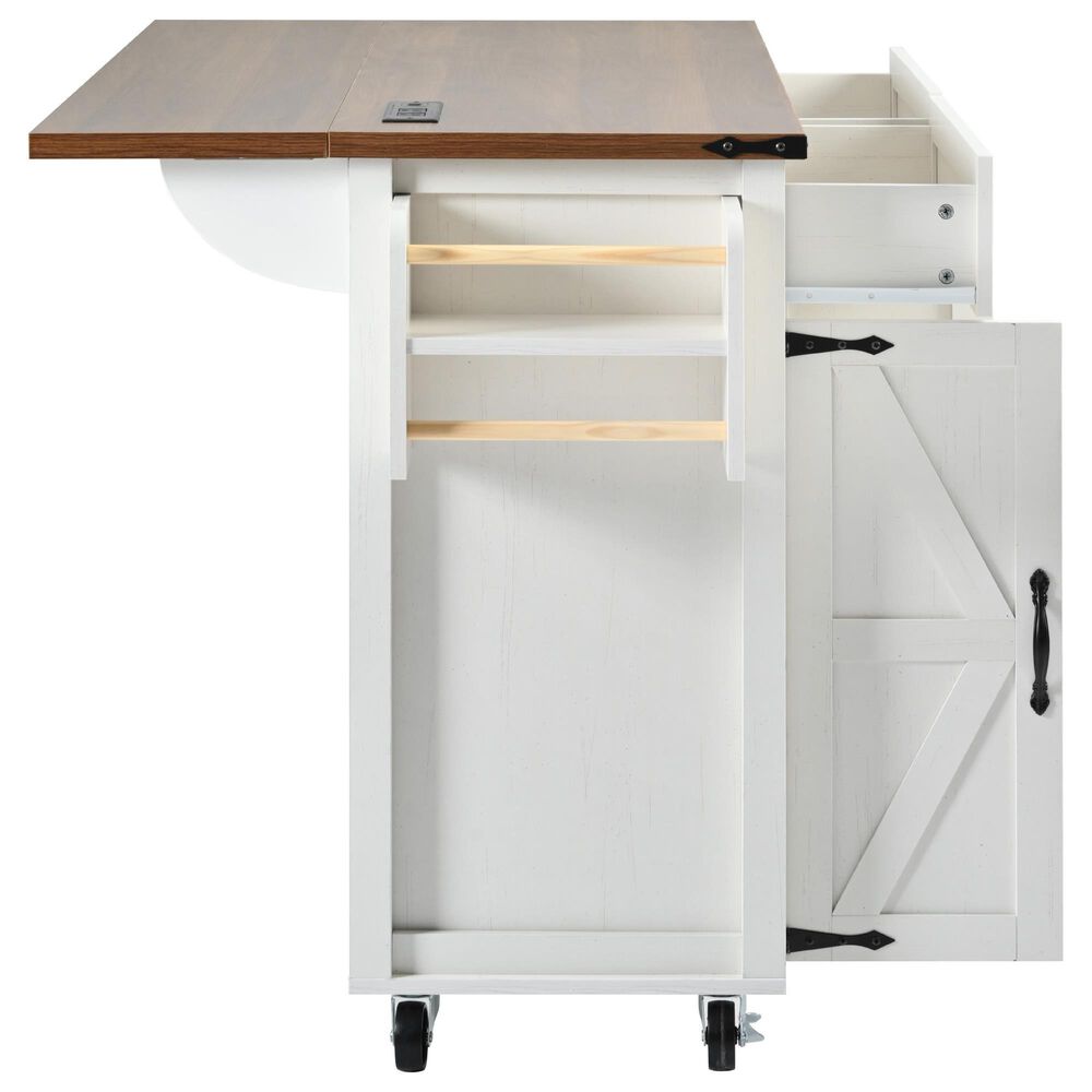 HOMLUX 53.5''Farmhouse Kitchen Island in White, , large