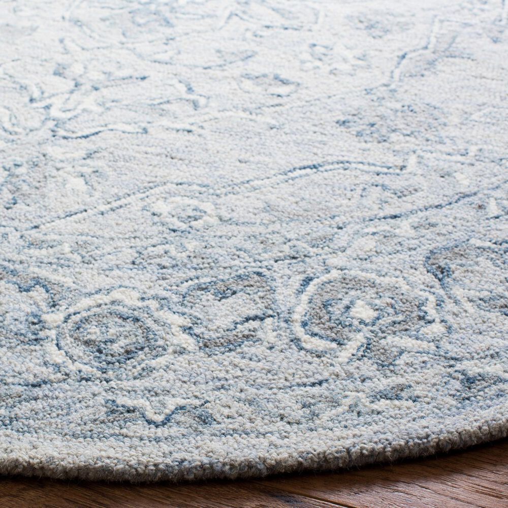 Safavieh Micro-Loop MLP504M 3&#39; Round Light Blue and Ivory Area Rug, , large