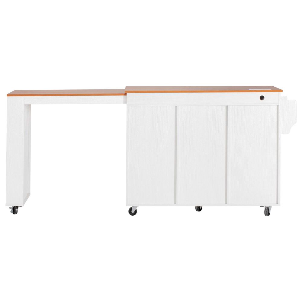 HOMLUX 86" Kitchen Island with Extendable Dining Table in White, , large