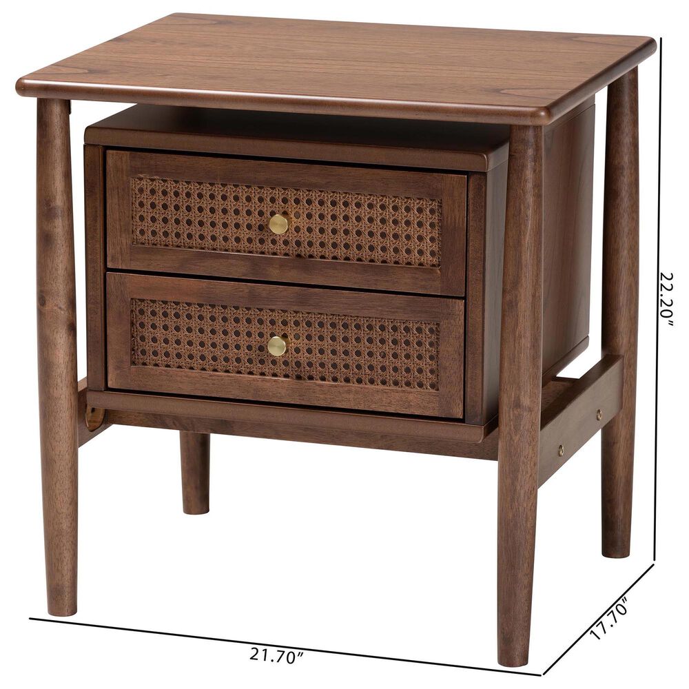 Baxton Studio Alyssa 2-Drawer Nightstand in Walnut Brown, , large