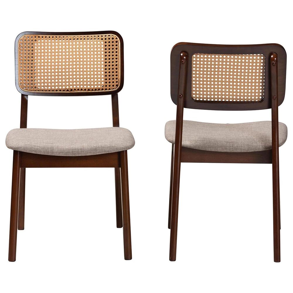 Baxton Studio Dannon Side Chair in Walnut Brown and Light Brown (Set of 2), , large