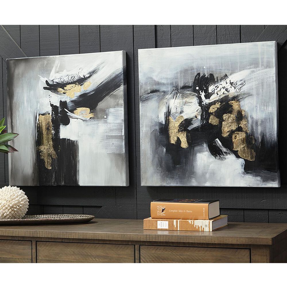 Signature Design by Ashley Jerrin Wall Art Set in Black/White/Gold (Set of 2), , large