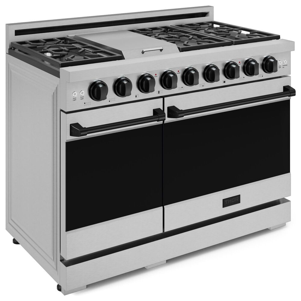 THOR KITCHEN Gordon Ramsay 6.8 Cu. Ft. 48&quot; Professional Natural Gas Range with Black Handle Kit in Stainless Steel, , large
