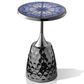 Furniture of America Gleam Round End Table in Black Nickel and Radiating Blue, , large