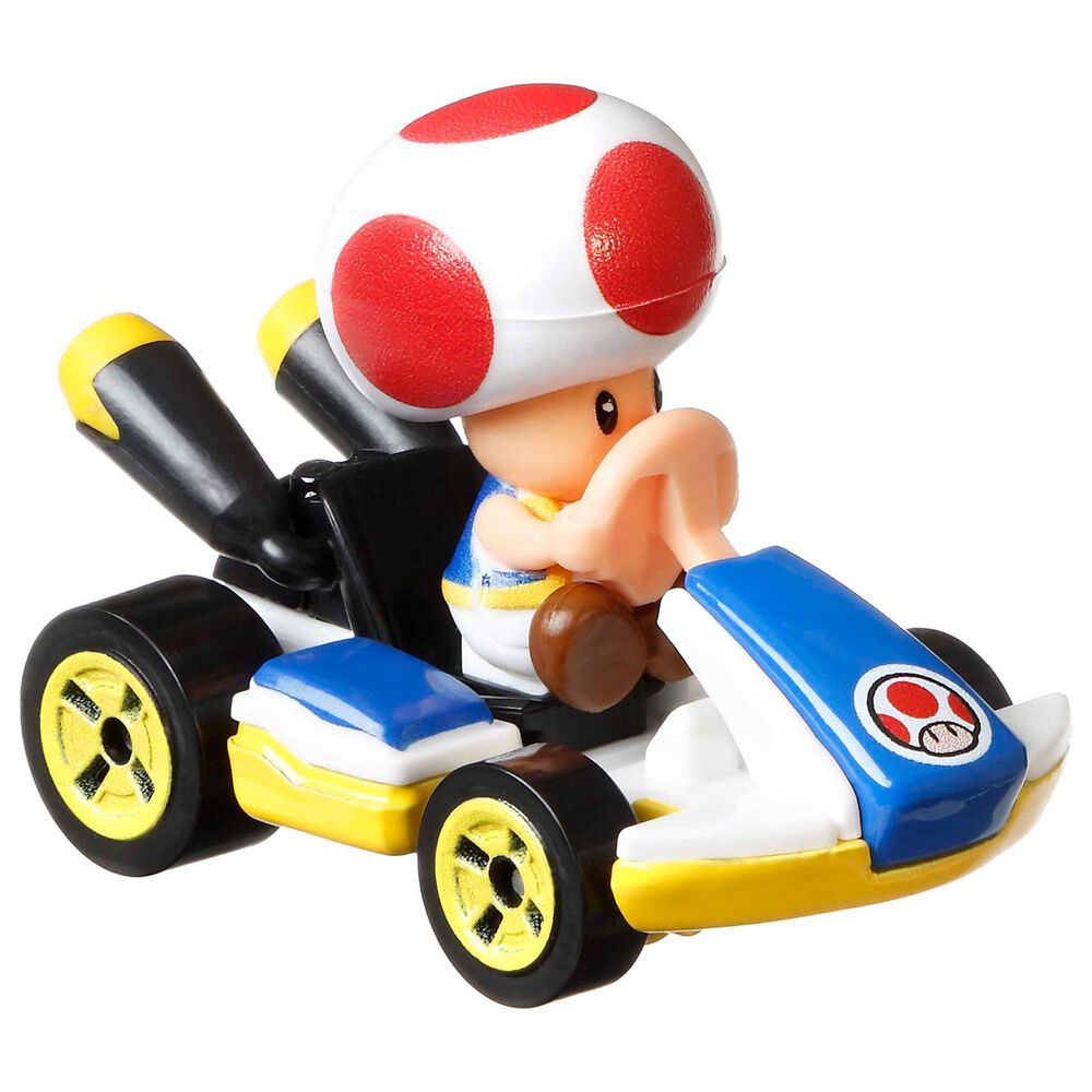 Hot Wheels Mario Kart Toy Character Vehicle 4-Pack - Diddy Kong, Waluigi, Blue Yoshi, Toad, , large
