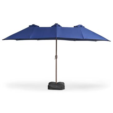 HOMLUX 15" Double-Sided Outdoor Market Umbrella with Sandbag Base and RGB LED Lights in Royal Blue, , large