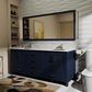 Lexora Home Jacques 72" Double Bathroom Vanity in Navy Blue with 2 cm White Carrara Marble Top and Rectangular Sinks, , large