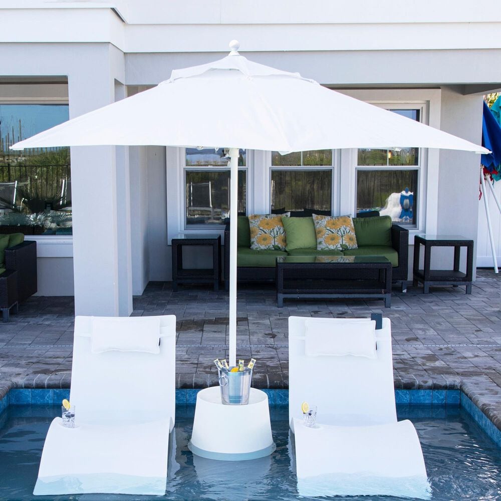 Floating Luxuries Kai Luxury 7.5&#39; Octagonal Fiberglass Market Pool Umbrella in White, , large