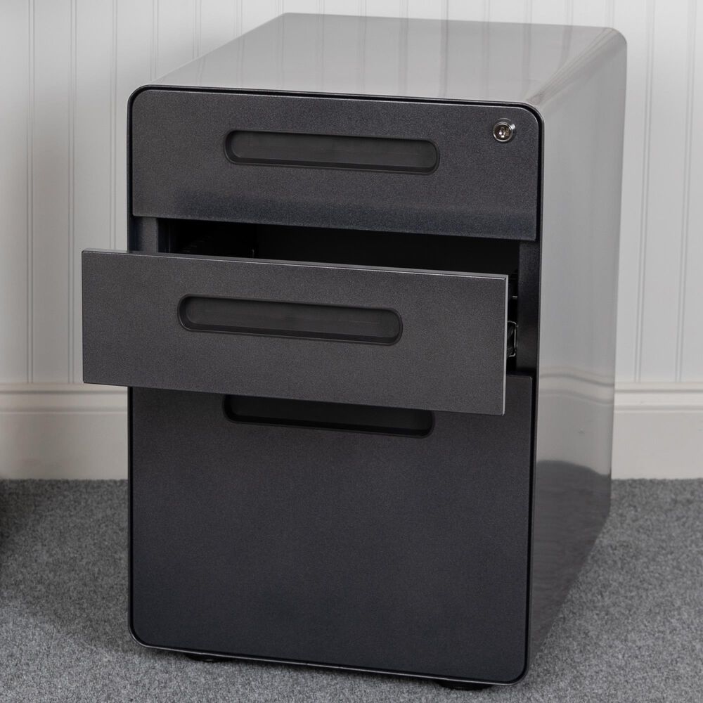 Flash Furniture 3-Drawer Mobile File in Black, , large