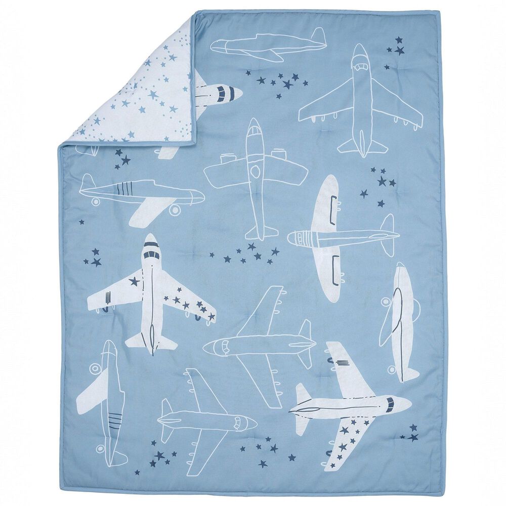 Lambs and Ivy Little Aviator 3-Piece Crib Bedding Set in Blue and White, , large