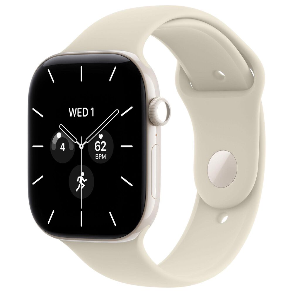 Apple Watch Series 12 (GPS + Cellular) 46mm Pearl White Ceramic Case with Sand Sport Band - M/L, , large