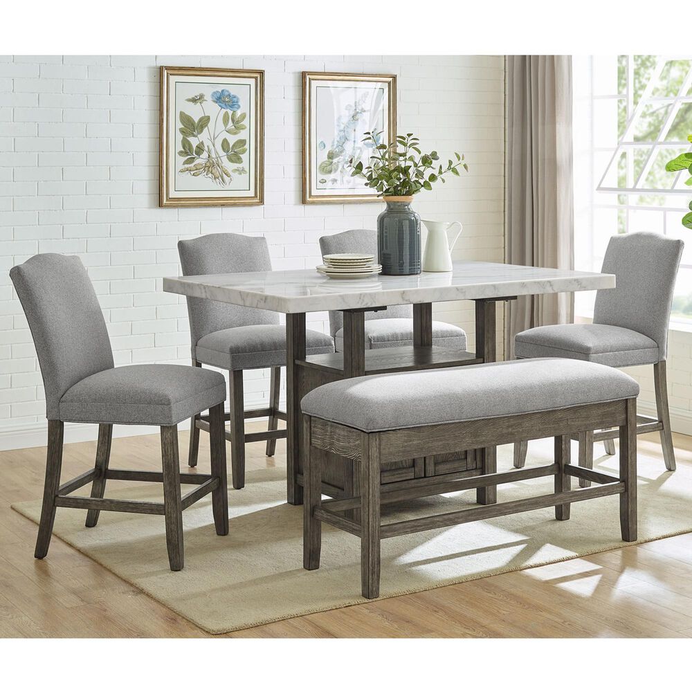 Crystal City Grayson 6-Piece Counter Height Dining Set in Driftwood, , large