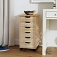 Linon Home Decor Cary 6-Drawer Rolling Cart in Natural, , large