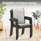 Hearth and Haven 5-Pieces Outdoor Dining Set with Stackable Chairs and Round Table in Black, , large