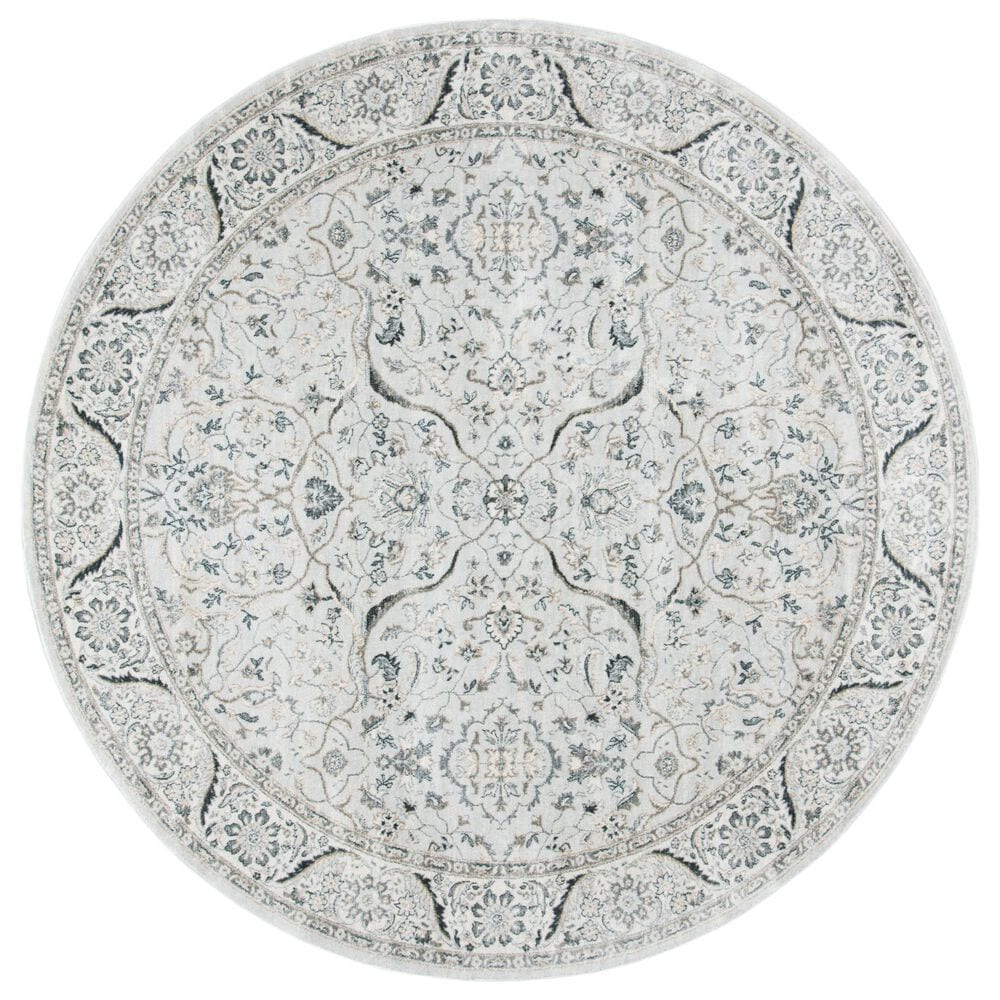 Safavieh Isabella 6"7" Round Light Grey and Cream Area Rug, , large